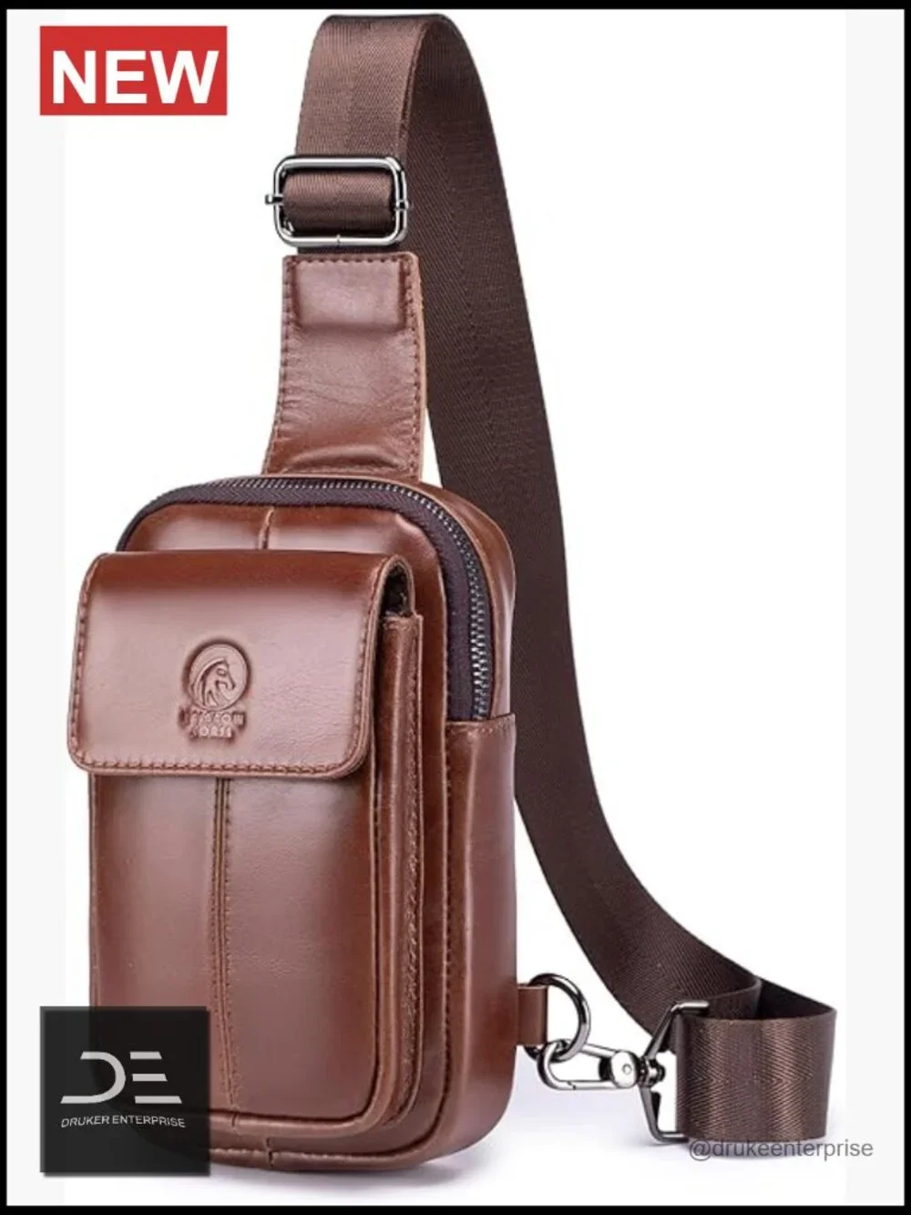 Genuine Leather Mini Sling Bag Small Chest Bag Crossbody for Men